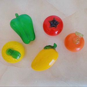 SOLD- Vintage Green Pepper Glass Paper Weight